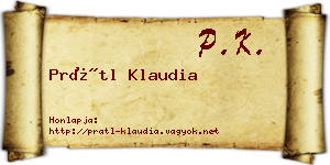 Prátl Klaudia névjegykártya